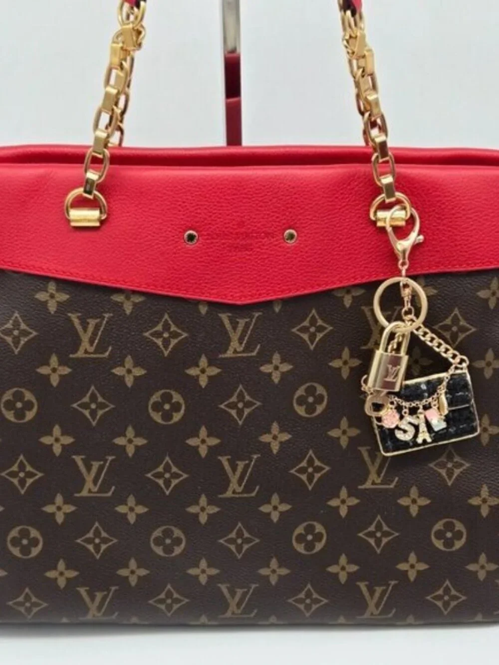 Authentic Louis Vuitton Padlock & Key Gold ✨Unbranded Tweed Bag Charm Keychain